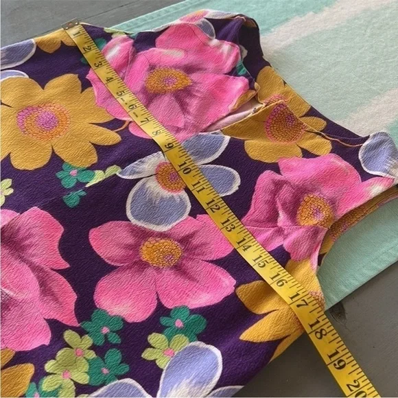 Vintage Handmade Floral Maxi Dress Purple Pink 70s Style Sleeveless - Picture 5 of 8